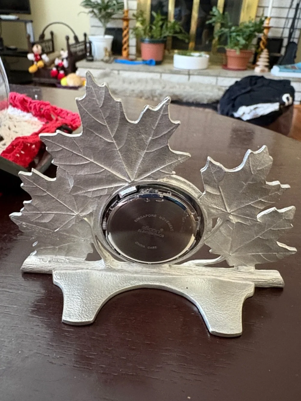 Silver Leaf Accent Clock - Home Wall Decor - Picture 2 of 2